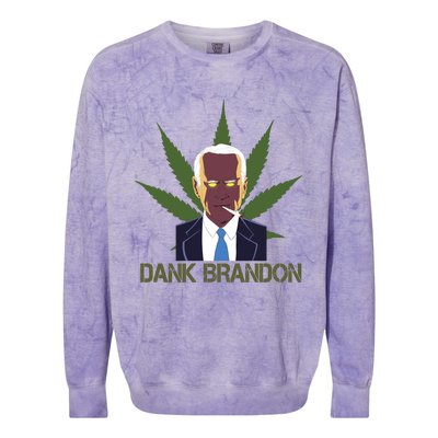 Dank Brandon Anti Biden Marijuana American US Flag Cannabis Colorblast Crewneck Sweatshirt