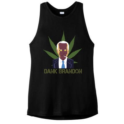 Dank Brandon Anti Biden Marijuana American US Flag Cannabis Ladies PosiCharge Tri-Blend Wicking Tank