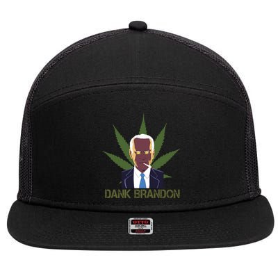 Dank Brandon Anti Biden Marijuana American US Flag Cannabis 7 Panel Mesh Trucker Snapback Hat