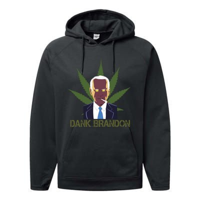 Dank Brandon Anti Biden Marijuana American US Flag Cannabis Performance Fleece Hoodie