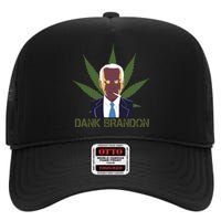 Dank Brandon Anti Biden Marijuana American US Flag Cannabis High Crown Mesh Back Trucker Hat