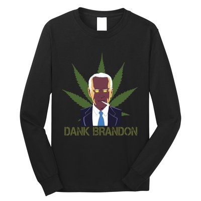 Dank Brandon Anti Biden Marijuana American US Flag Cannabis Long Sleeve Shirt