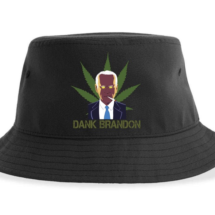 Dank Brandon Anti Biden Marijuana American US Flag Cannabis Sustainable Bucket Hat