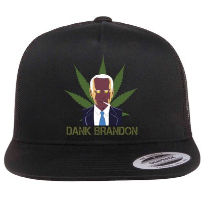 Dank Brandon Anti Biden Marijuana American US Flag Cannabis Flat Bill Trucker Hat