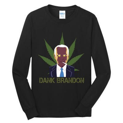 Dank Brandon Anti Biden Marijuana American US Flag Cannabis Tall Long Sleeve T-Shirt