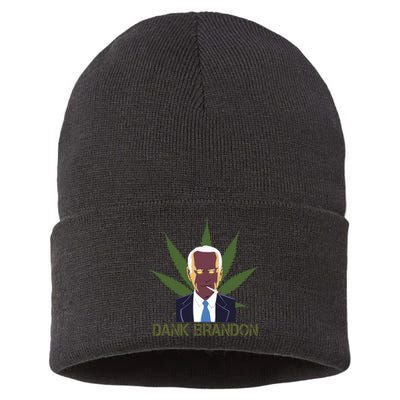 Dank Brandon Anti Biden Marijuana American US Flag Cannabis Sustainable Knit Beanie