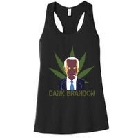 Dank Brandon Anti Biden Marijuana American US Flag Cannabis Women's Racerback Tank