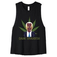 Dank Brandon Anti Biden Marijuana American US Flag Cannabis Women's Racerback Cropped Tank