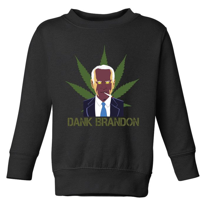 Dank Brandon Anti Biden Marijuana American US Flag Cannabis Toddler Sweatshirt