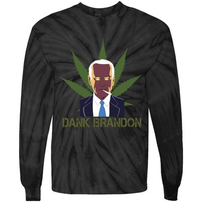 Dank Brandon Anti Biden Marijuana American US Flag Cannabis Tie-Dye Long Sleeve Shirt