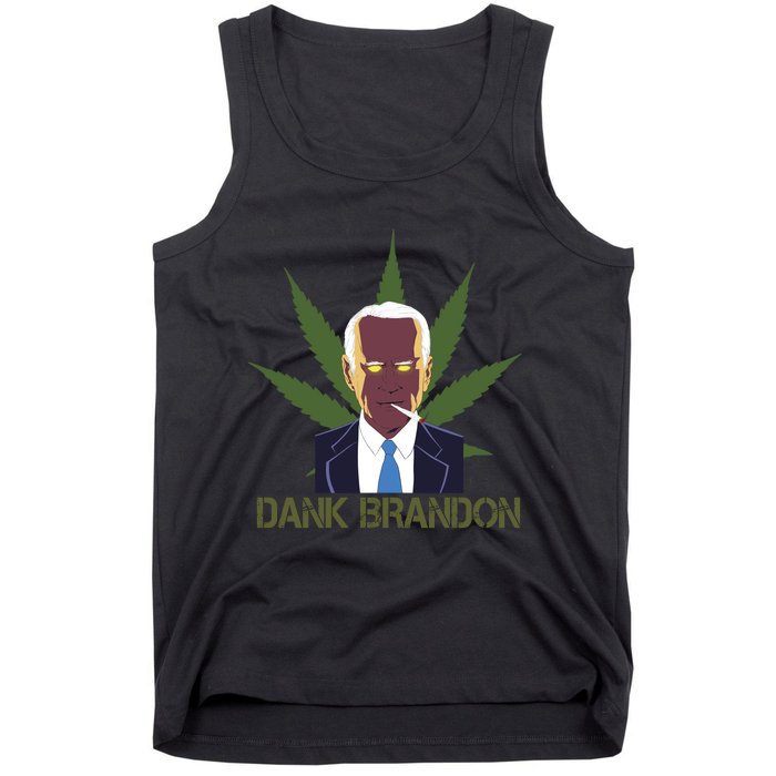 Dank Brandon Anti Biden Marijuana American US Flag Cannabis Tank Top