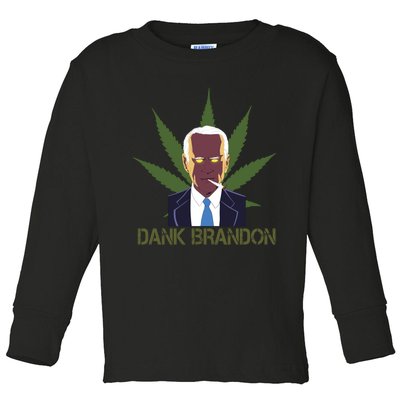 Dank Brandon Anti Biden Marijuana American US Flag Cannabis Toddler Long Sleeve Shirt