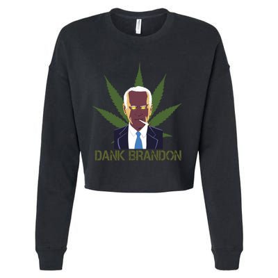 Dank Brandon Anti Biden Marijuana American US Flag Cannabis Cropped Pullover Crew