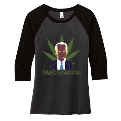 Dank Brandon Anti Biden Marijuana American US Flag Cannabis Women's Tri-Blend 3/4-Sleeve Raglan Shirt