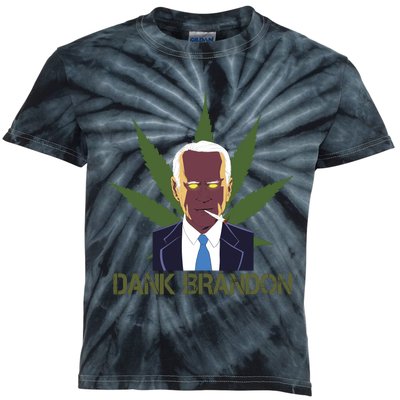 Dank Brandon Anti Biden Marijuana American US Flag Cannabis Kids Tie-Dye T-Shirt