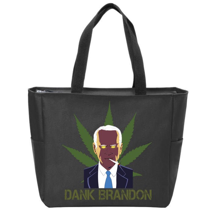 Dank Brandon Anti Biden Marijuana American US Flag Cannabis Zip Tote Bag