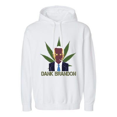 Dank Brandon Anti Biden Marijuana American US Flag Cannabis Garment-Dyed Fleece Hoodie