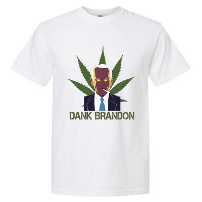 Dank Brandon Anti Biden Marijuana American US Flag Cannabis Garment-Dyed Heavyweight T-Shirt