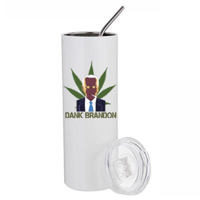 Dank Brandon Anti Biden Marijuana American US Flag Cannabis Stainless Steel Tumbler