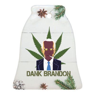 Dank Brandon Anti Biden Marijuana American US Flag Cannabis Ceramic Bell Ornament