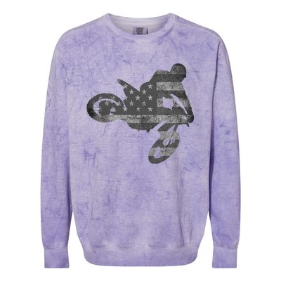 Dirt Bike American Flag Motocross Enduro Colorblast Crewneck Sweatshirt