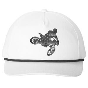 Dirt Bike American Flag Motocross Enduro Snapback Five-Panel Rope Hat