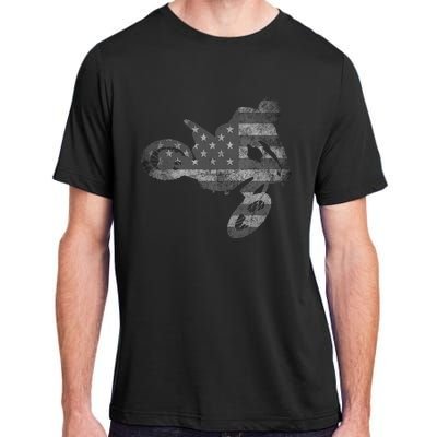 Dirt Bike American Flag Motocross Enduro Adult ChromaSoft Performance T-Shirt