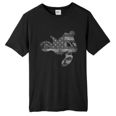 Dirt Bike American Flag Motocross Enduro Tall Fusion ChromaSoft Performance T-Shirt