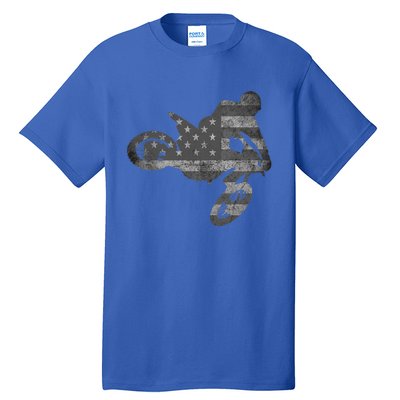 Dirt Bike American Flag Motocross Enduro Tall T-Shirt