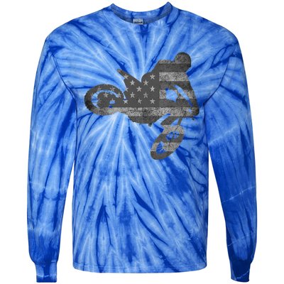 Dirt Bike American Flag Motocross Enduro Tie-Dye Long Sleeve Shirt