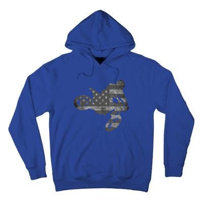 Dirt Bike American Flag Motocross Enduro Tall Hoodie