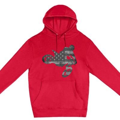 Dirt Bike American Flag Motocross Enduro Premium Pullover Hoodie