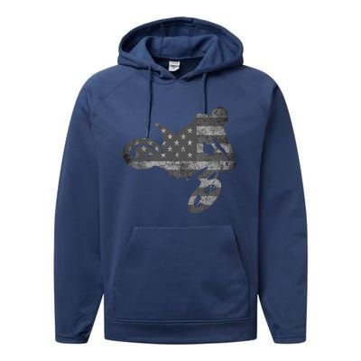 Dirt Bike American Flag Motocross Enduro Performance Fleece Hoodie