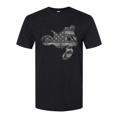 Dirt Bike American Flag Motocross Enduro Softstyle CVC T-Shirt