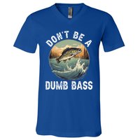 DonT Be A Dumb Bass Funny Fishing Joke For Dad Gift V-Neck T-Shirt