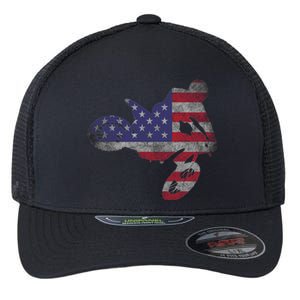 Dirt Bike American Flag Motocross Enduro Flexfit Unipanel Trucker Cap