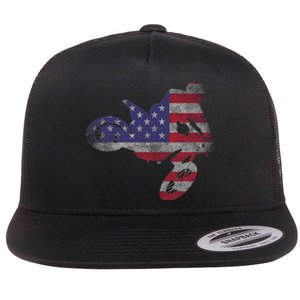 Dirt Bike American Flag Motocross Enduro Flat Bill Trucker Hat