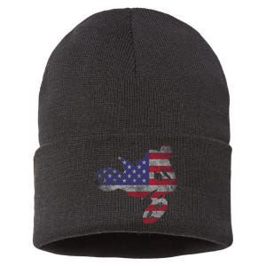 Dirt Bike American Flag Motocross Enduro Sustainable Knit Beanie