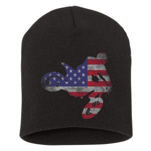 Dirt Bike American Flag Motocross Enduro Short Acrylic Beanie