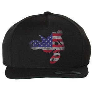 Dirt Bike American Flag Motocross Enduro Wool Snapback Cap