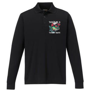 Dont Be A Dumb Bass Funny Fishing Dad Bass Fish Gift Performance Long Sleeve Polo