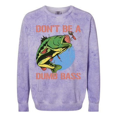 Dont Be A Dumb Bass Funny Fishing Dont Be A Dumb Bass Love Colorblast Crewneck Sweatshirt