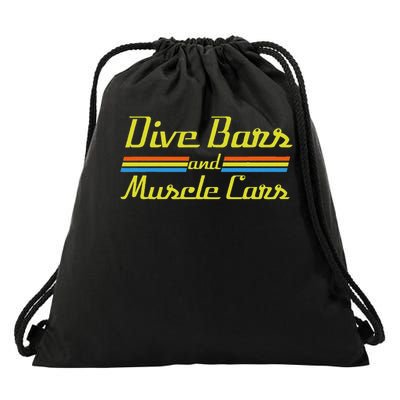 Dive Bars And Muscle Cars 70s Inspired Drawstring Bag