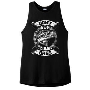 DonT Be A Dumb Bass Fly Bass Fishing Ladies PosiCharge Tri-Blend Wicking Tank