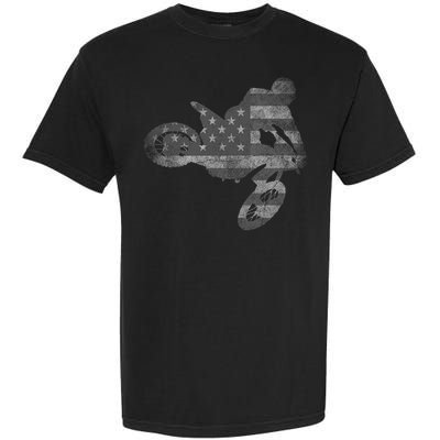 Dirt Bike American Flag Motocross Enduro Garment-Dyed Heavyweight T-Shirt