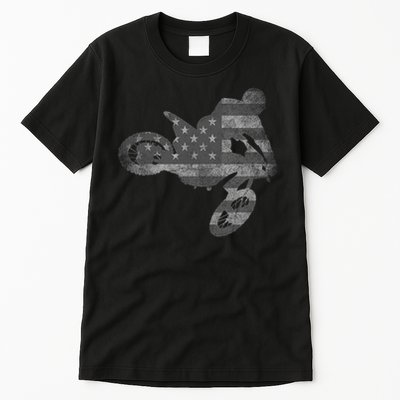 Dirt Bike American Flag Motocross Enduro Tall T-Shirt