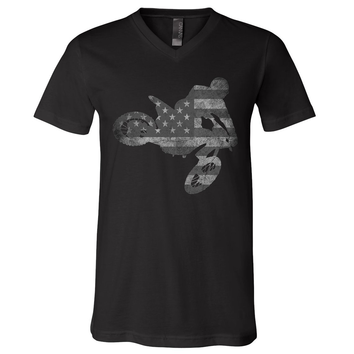 Dirt Bike American Flag Motocross Enduro V-Neck T-Shirt
