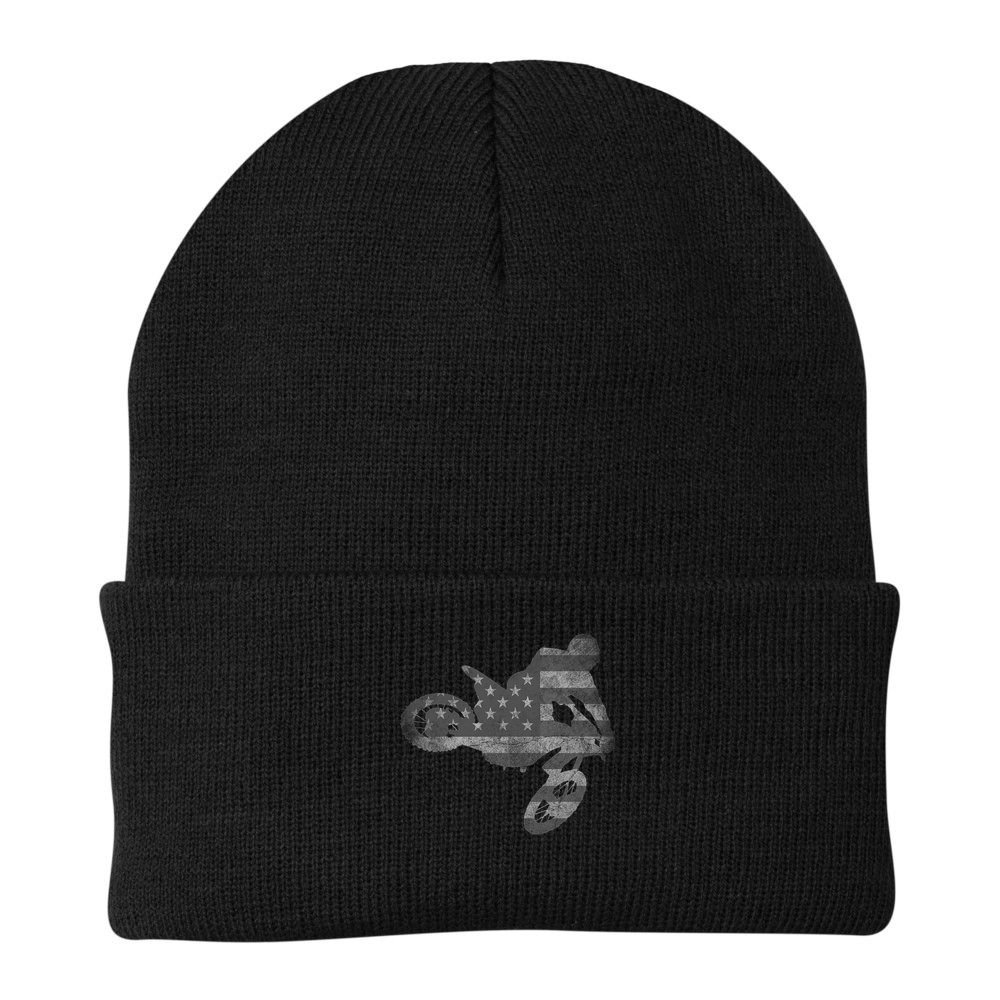 Dirt Bike American Flag Motocross Enduro Beanie
