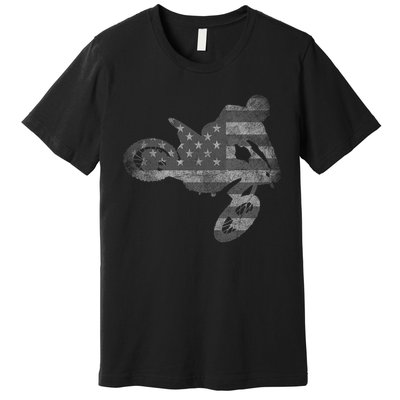 Dirt Bike American Flag Motocross Enduro Premium T-Shirt