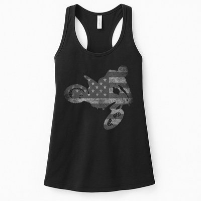 Dirt Bike American Flag Motocross Enduro Womens Tank Top